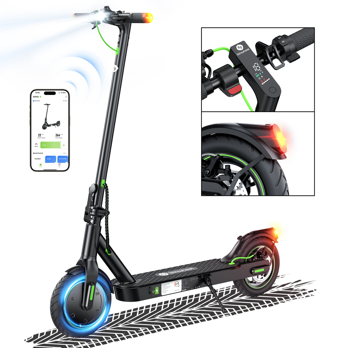 isinwheel® S9Pro Electric Scooter For Adults 350W