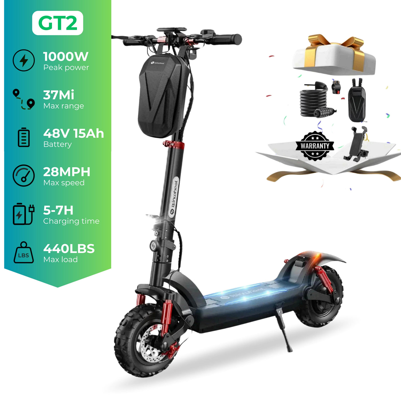 isinwheel® GT1 Off Road Electric Scooter 800W